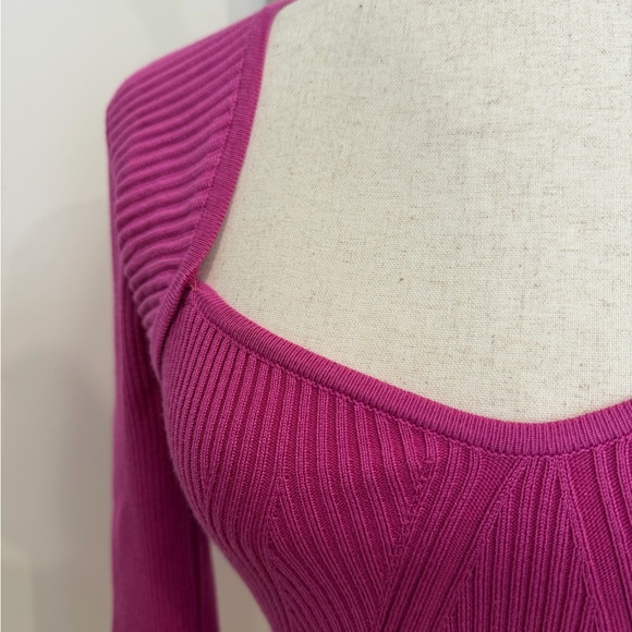 Pink Rose Fuchsia Ribbed Knit Sweater - Picture 2 of 5